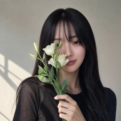 AI 프로필 예시 — 꽃으로 얼굴 가리기